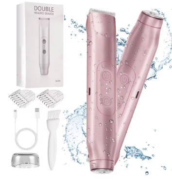 Afeitadora eléctrica 2 en 1 para mujer, recortadora de bikini de doble cabeza