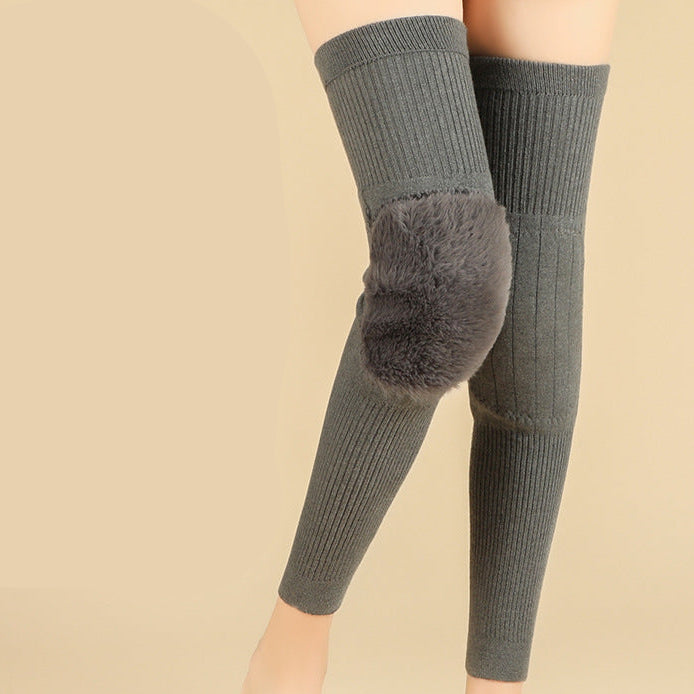 Calentadores de rodillas de lana con correas