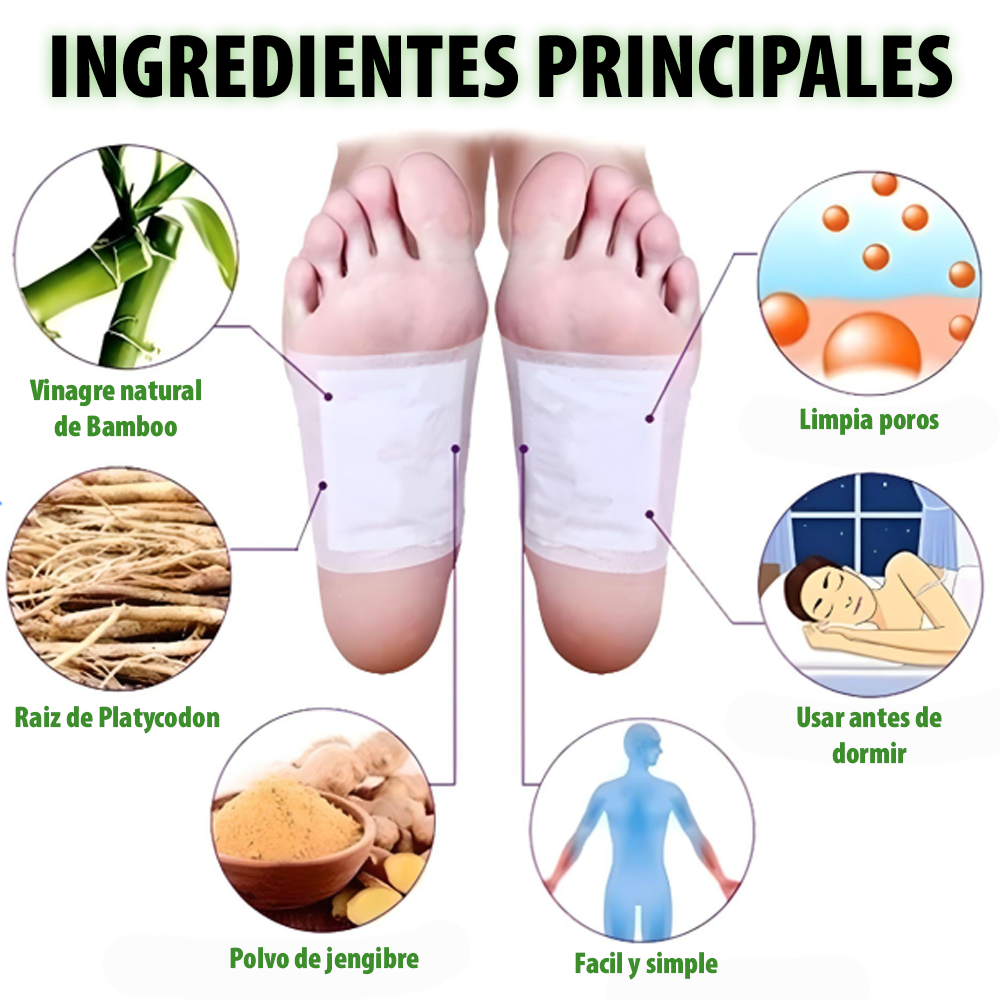 PARCHES PARA PIES ELIMINACIÓN DE TOXINAS (SET X10PCS)