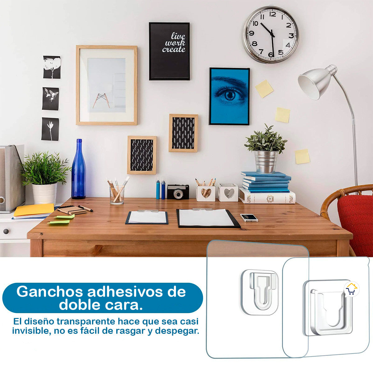 Ganchos de pared adhesivos transparentes de doble cara