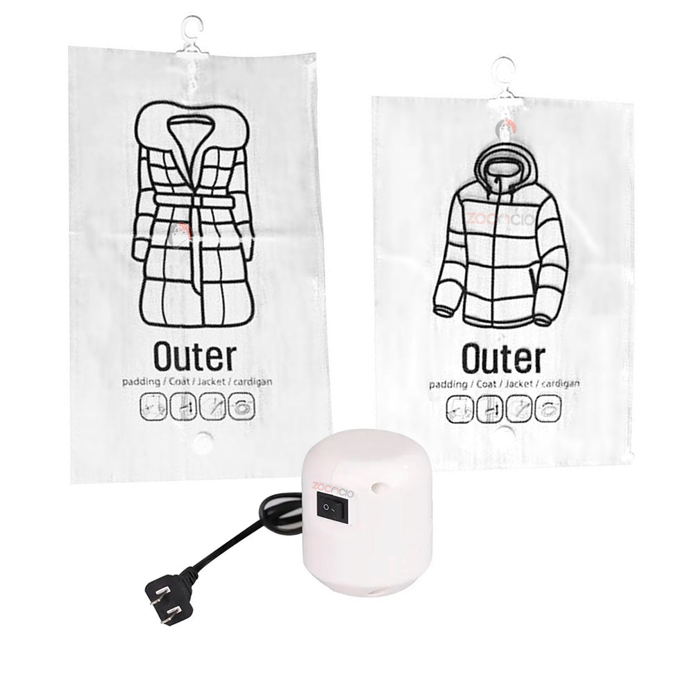 COMBO BOLSAS DE ALMACENAMIENTO AL VACÍO INCLUYE ( 2 BOLSAS PARA 4 PRENDAS C/U MÁS BOMBA