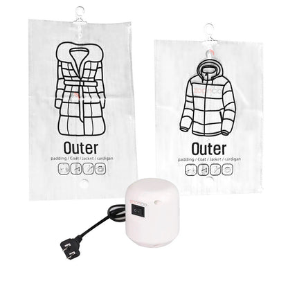 COMBO BOLSAS DE ALMACENAMIENTO AL VACÍO INCLUYE ( 2 BOLSAS PARA 4 PRENDAS C/U MÁS BOMBA