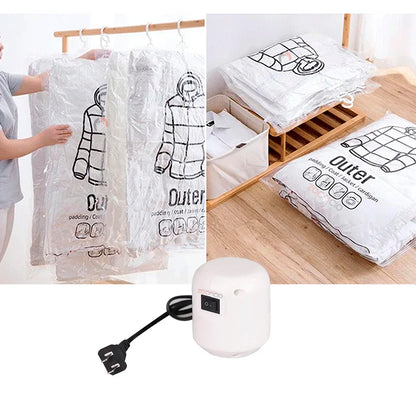 COMBO BOLSAS DE ALMACENAMIENTO AL VACÍO INCLUYE ( 2 BOLSAS PARA 4 PRENDAS C/U MÁS BOMBA