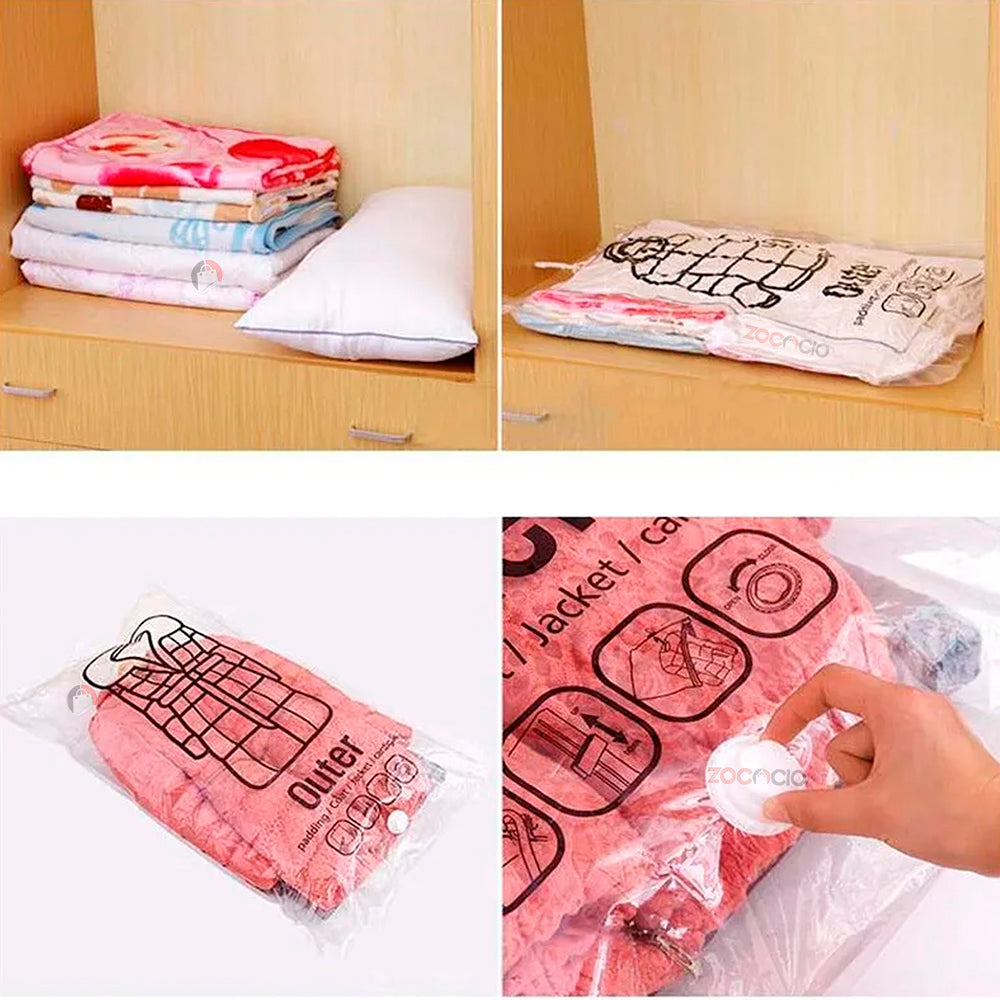 COMBO BOLSAS DE ALMACENAMIENTO AL VACÍO INCLUYE ( 2 BOLSAS PARA 4 PRENDAS C/U MÁS BOMBA