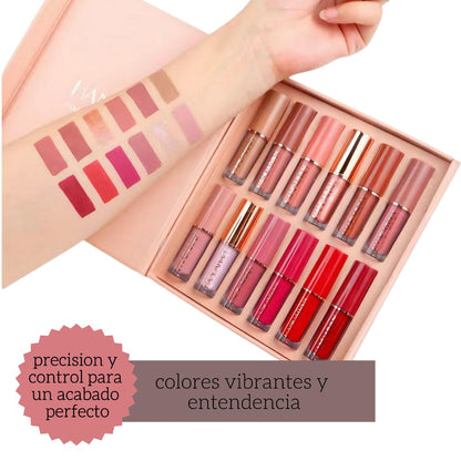LuxeKiss - 12 Labiales hidratantes - Color duradero sin resecar tus labios