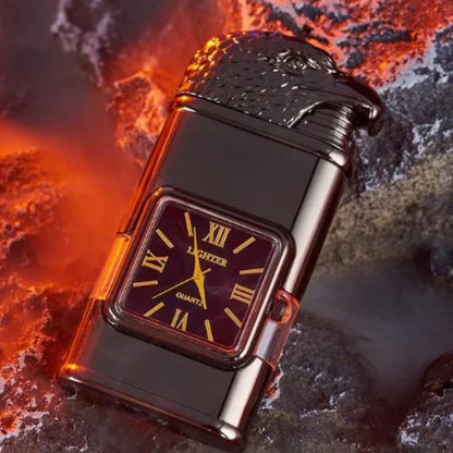 Encendedor a prueba de viento Reloj vintage Bisel Llama a reacción Antorcha