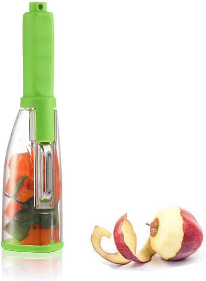 Pelador de frutas y verduras con almacenamiento de cáscaras para cocina limpia