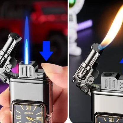 Encendedor a prueba de viento Reloj vintage Bisel Llama a reacción Antorcha
