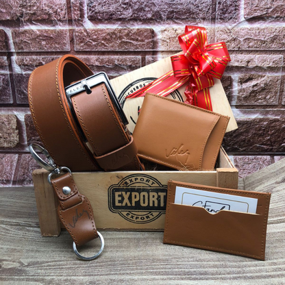 Kit X3 Correa Billetera Y Llavero Cuero