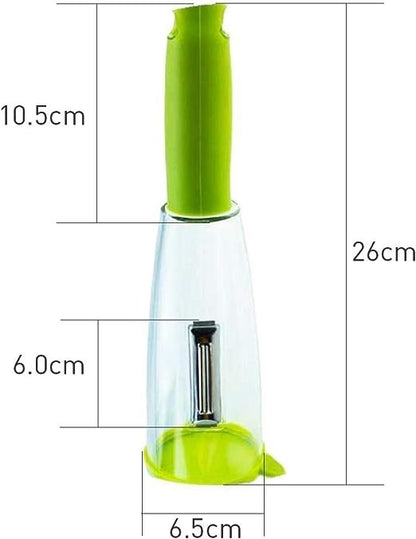 Pelador de frutas y verduras con almacenamiento de cáscaras para cocina limpia