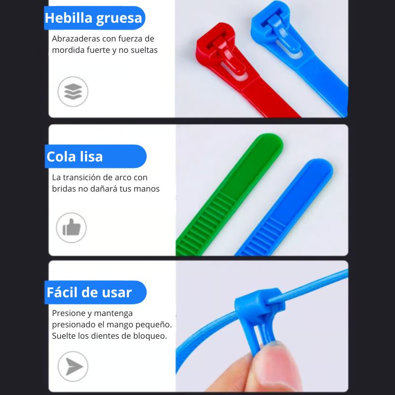 Hometik - 100pcs Amarras reutilizables de nailon