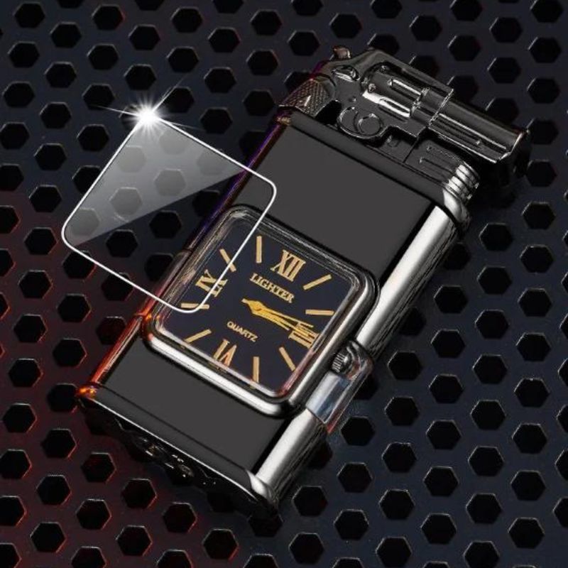 Encendedor a prueba de viento Reloj vintage Bisel Llama a reacción Antorcha