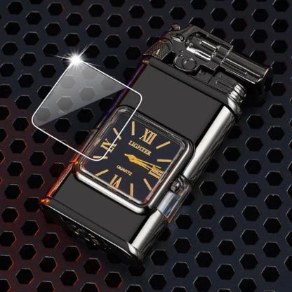 Encendedor a prueba de viento Reloj vintage Bisel Llama a reacción Antorcha