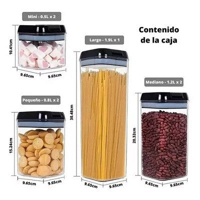 Contenedores herméticos para almacenamiento de alimentos con tapas X 7 unidades