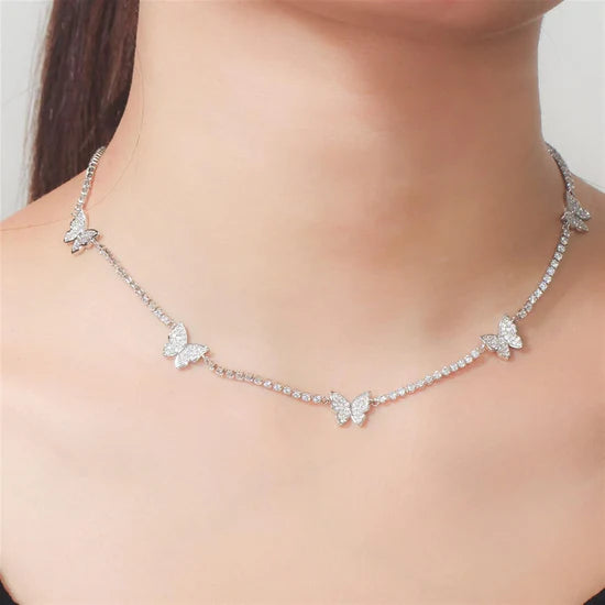 Collar Jardín de Mariposas + Pendientes + caja