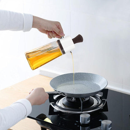 Botella dosificadora de aceite 2 en 1 con cepillo