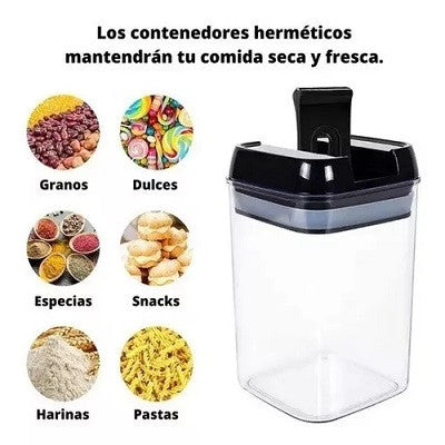 Contenedores herméticos para almacenamiento de alimentos con tapas X 7 unidades