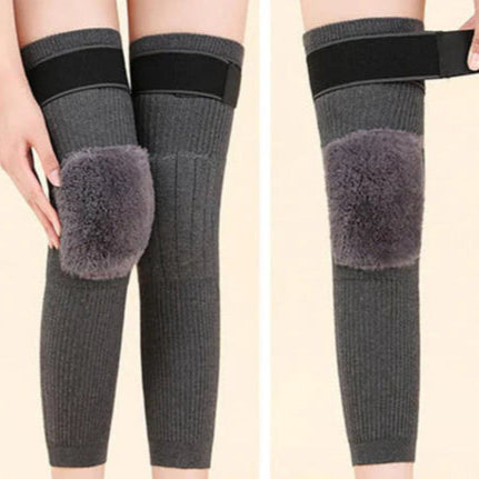 Calentadores de rodillas de lana con correas