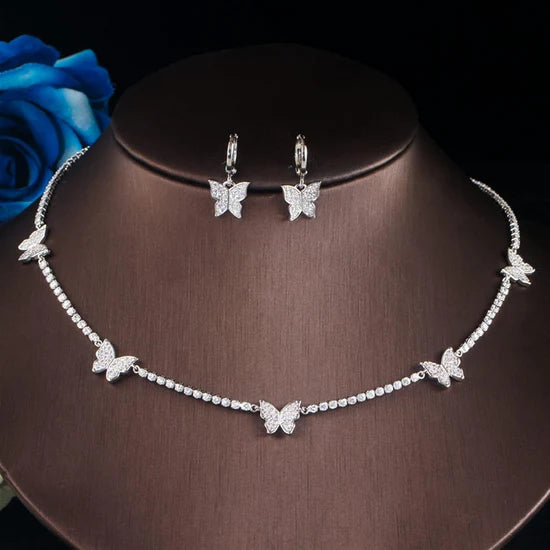 Collar Jardín de Mariposas + Pendientes + caja