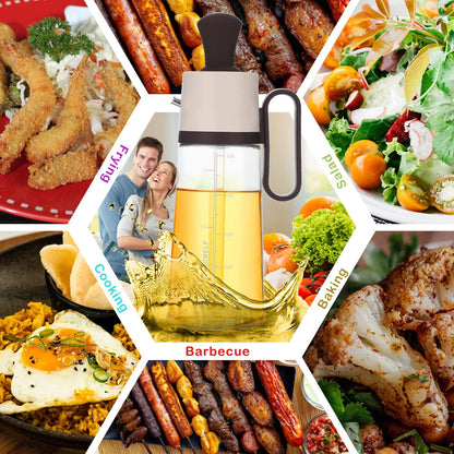 Botella dosificadora de aceite 2 en 1 con cepillo