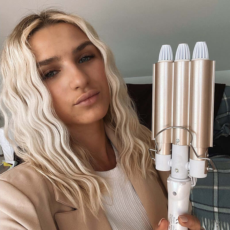 IRON MEGA - Pinza rizadora para cabello 3 tubos