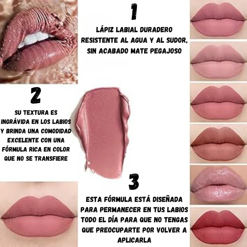 LuxeKiss - 12 Labiales hidratantes - Color duradero sin resecar tus labios