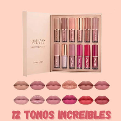 LuxeKiss - 12 Labiales hidratantes - Color duradero sin resecar tus labios