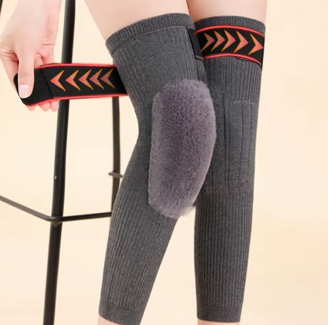 Calentadores de rodillas de lana con correas