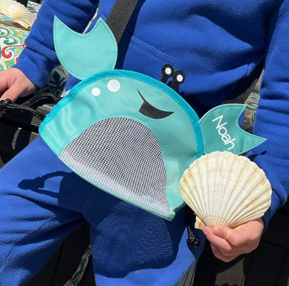 Bolsa de playa en forma de cangrejo para sujetar conchas, arena y juguetes