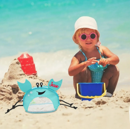 Bolsa de playa en forma de cangrejo para sujetar conchas, arena y juguetes