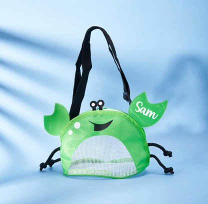 Bolsa de playa en forma de cangrejo para sujetar conchas, arena y juguetes