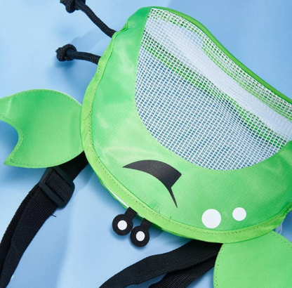 Bolsa de playa en forma de cangrejo para sujetar conchas, arena y juguetes