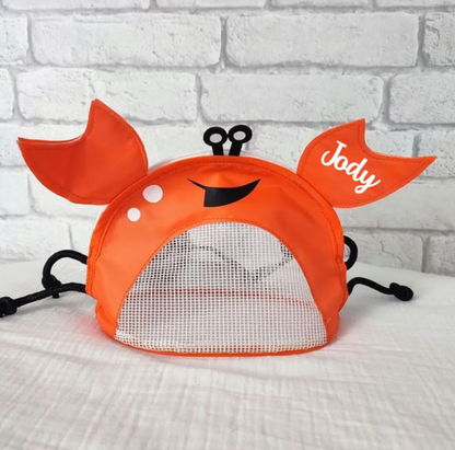 Bolsa de playa en forma de cangrejo para sujetar conchas, arena y juguetes