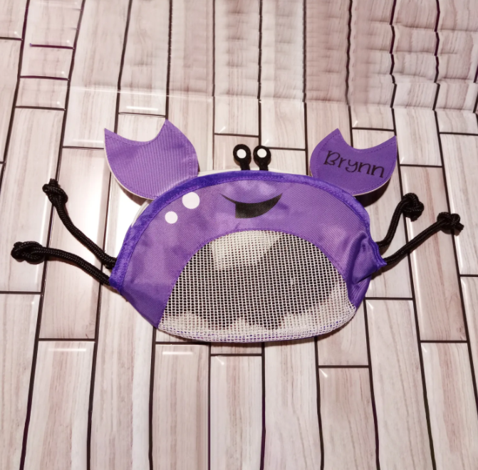 Bolsa de playa en forma de cangrejo para sujetar conchas, arena y juguetes
