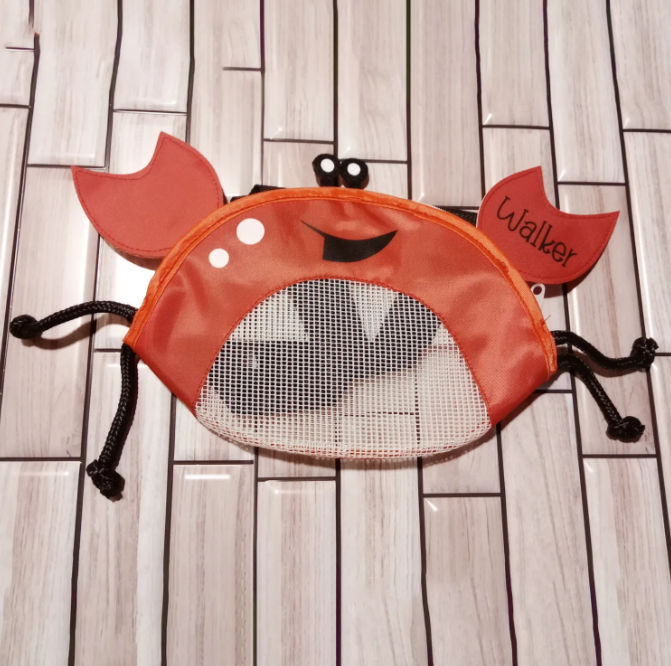 Bolsa de playa en forma de cangrejo para sujetar conchas, arena y juguetes