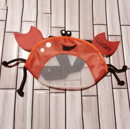 Bolsa de playa en forma de cangrejo para sujetar conchas, arena y juguetes