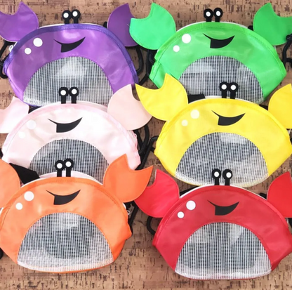 Bolsa de playa en forma de cangrejo para sujetar conchas, arena y juguetes