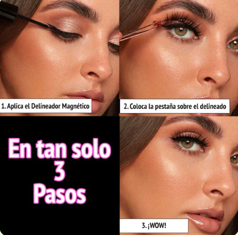 Pestañas magnéticas con delineador 5 pares