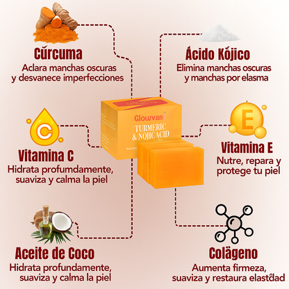 Cúrcuma y kójico: jabón iluminador para una piel clara y uniforme