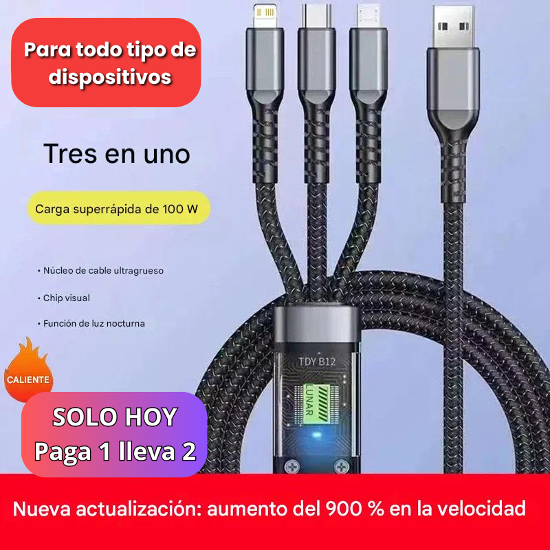 🎁 PAGA 1 LLEVA 2 Cable 3 en 1 de carga superrápida