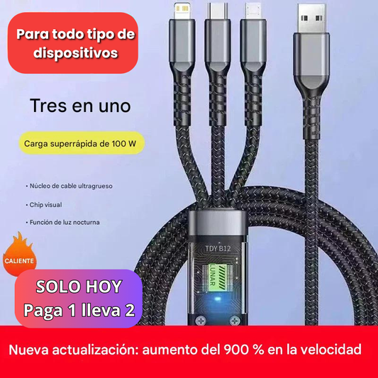 🎁 PAGA 1 LLEVA 2 Cable 3 en 1 de carga superrápida