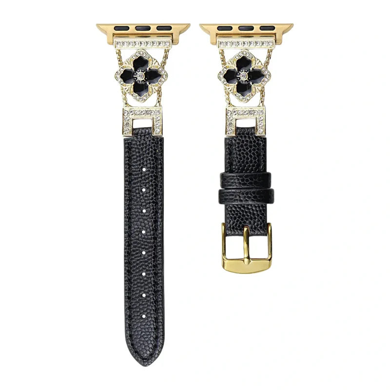 Correa de cuero con purpurina para Apple Watch