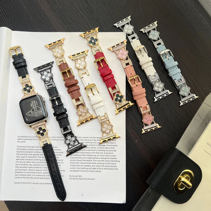 Correa de cuero con purpurina para Apple Watch