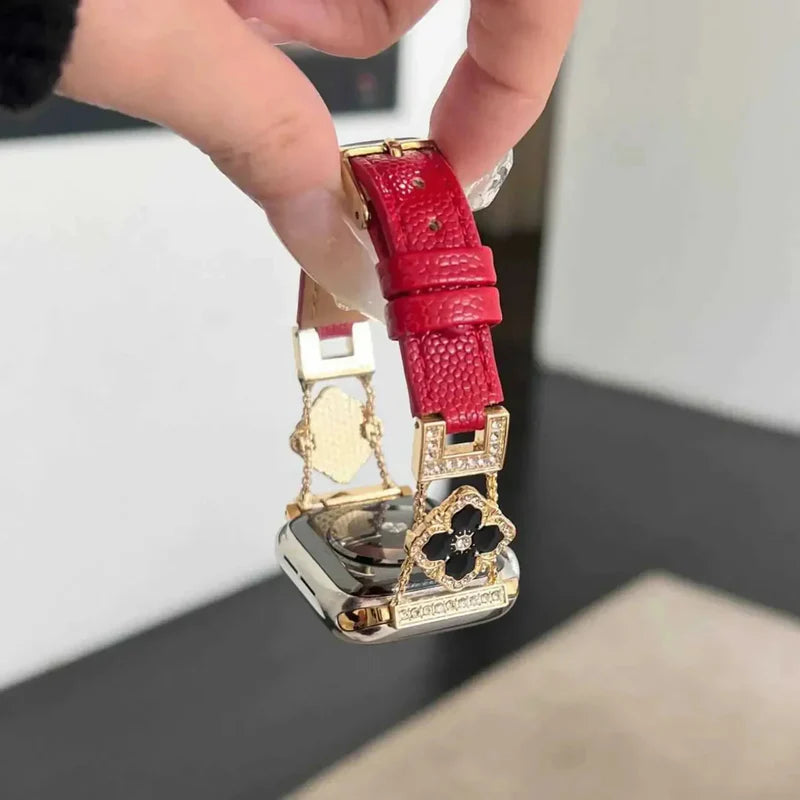 Correa de cuero con purpurina para Apple Watch