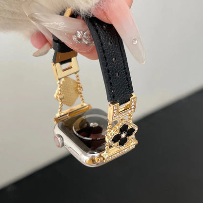 Correa de cuero con purpurina para Apple Watch