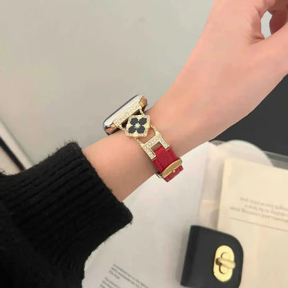 Correa de cuero con purpurina para Apple Watch