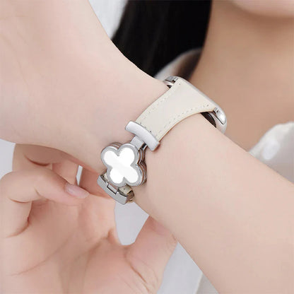 Correa de cuero con flor de la suerte para Apple Watch