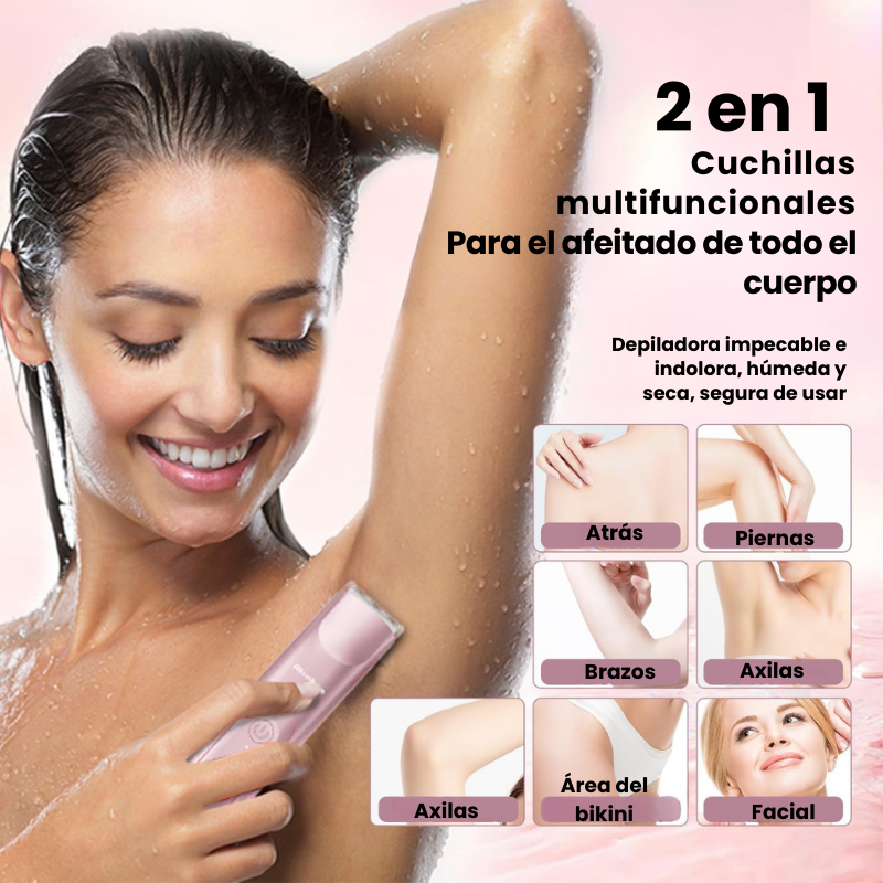 Afeitadora eléctrica 2 en 1 para mujer, recortadora de bikini de doble cabeza