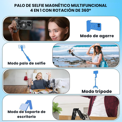 Palo de selfie 4 en 1 rotación 360° magnético
