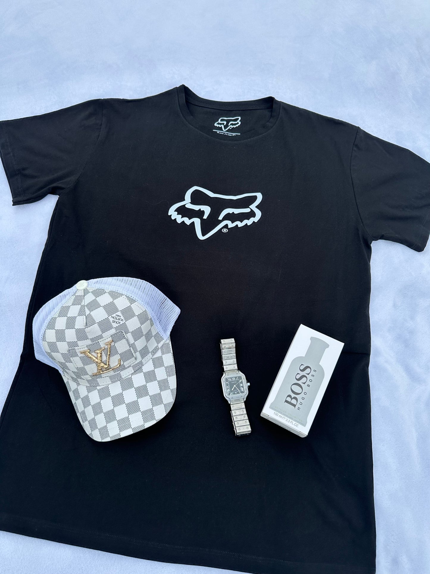 SUPER COMBO Camiseta Gorra Reloj y Loción